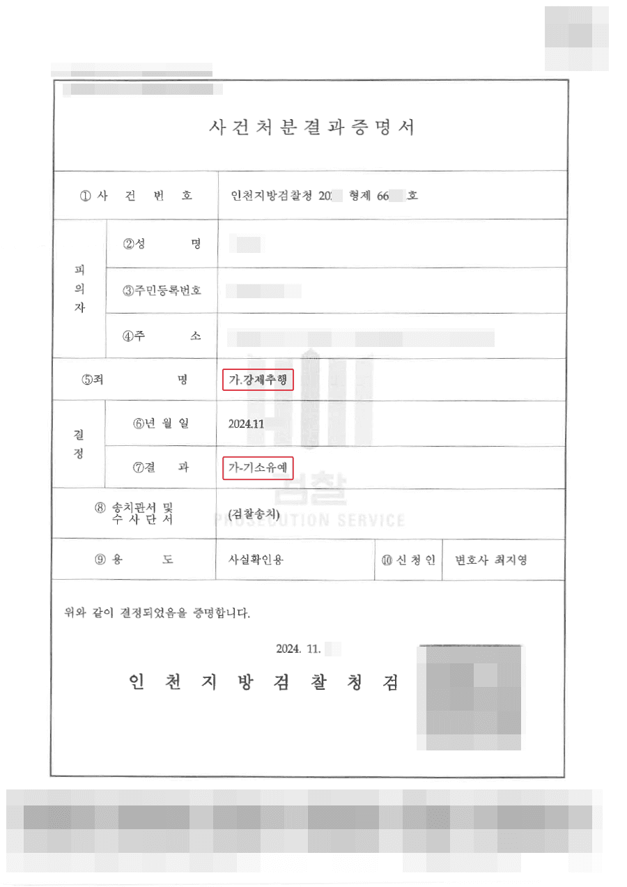 기소유예 | 강제추행으로 송치된 의뢰인 '기소유예' 처분 받은 사례
