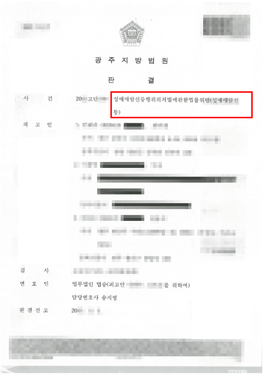 성매매알선 혐의 억울한 의뢰인, 일부 무죄와 추징금 방어로 구제