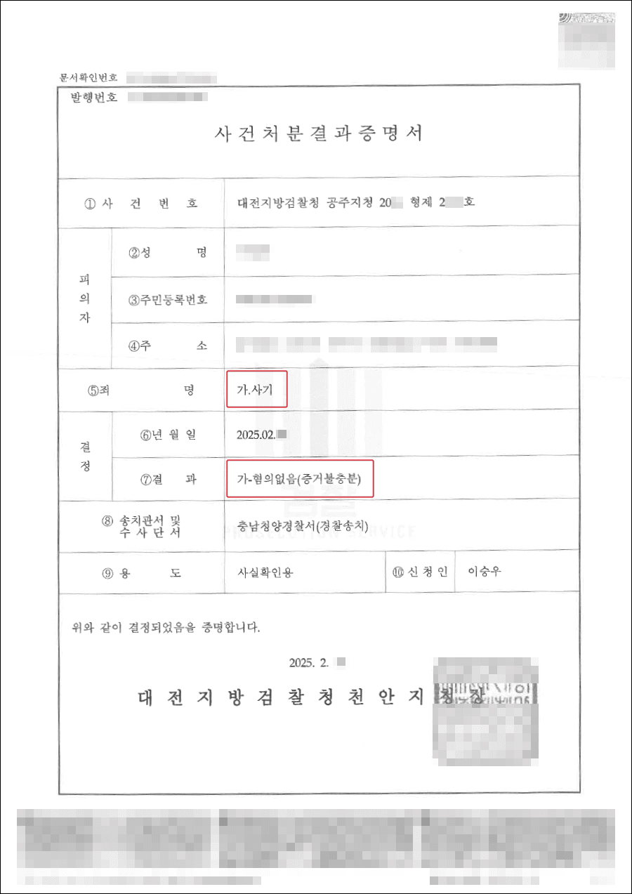 불기소 | 연인관계였을 때 증여받은 금원으로 사기 고소 당한 의뢰인, 불기소처분 받은 사례