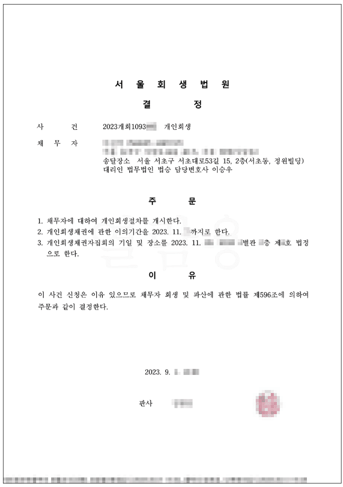 78.9% 탕감 | 개시결정 - 지인의 제안으로 대출을 받아 투자하였다가 사기 당한 금액탕감
