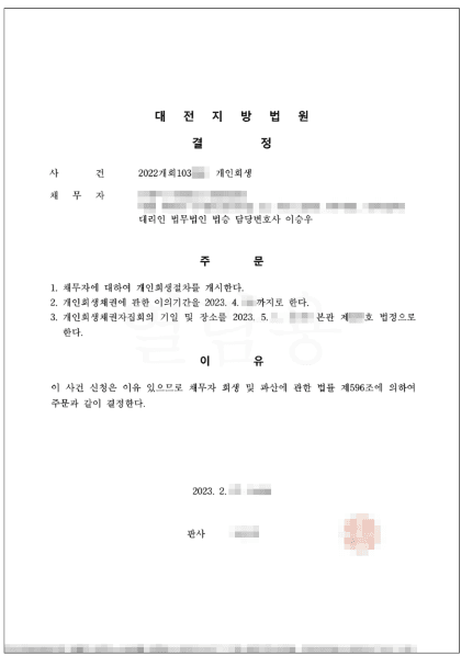 66.6% 탕감 | 개시결정 - 카드대출과 담보대출로 인한 채무
