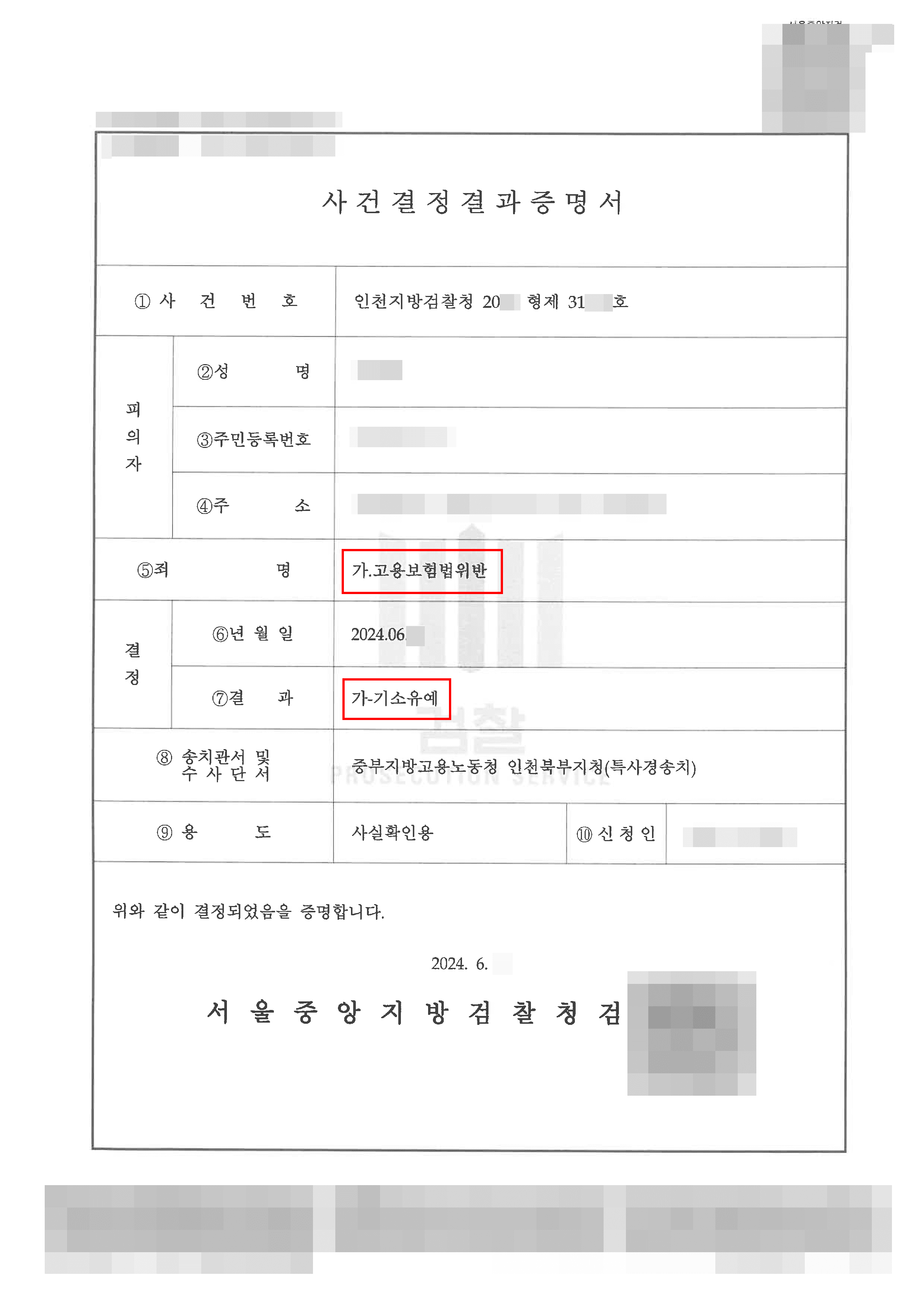 기소유예 | 폐업한 전 직장 관련 실업급여 부정수급 조사받은 의뢰인 기소유예 사례