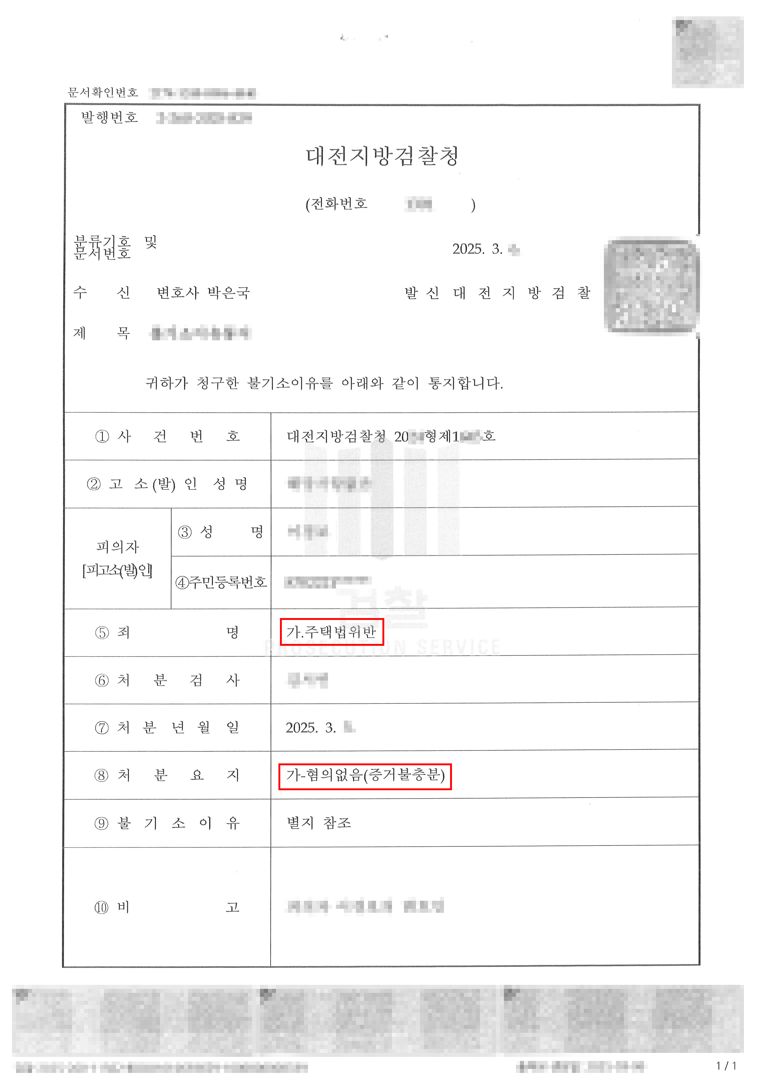 무혐의ㅣ위장전입으로 주택법 위반 수사받았으나 무혐의