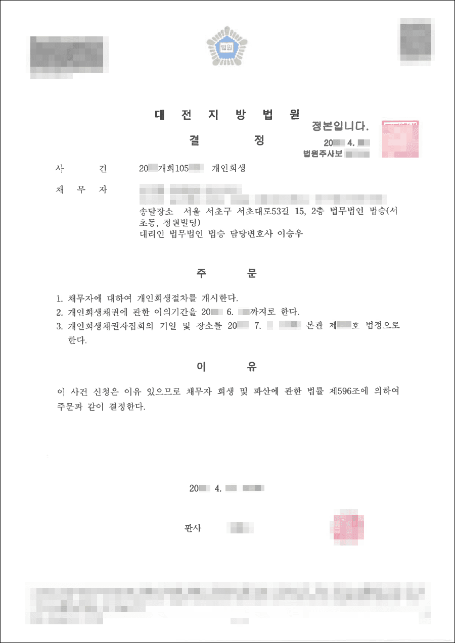 81.2% 탕감 | 개시결정 - 사업실패로 늘어난 대출채무