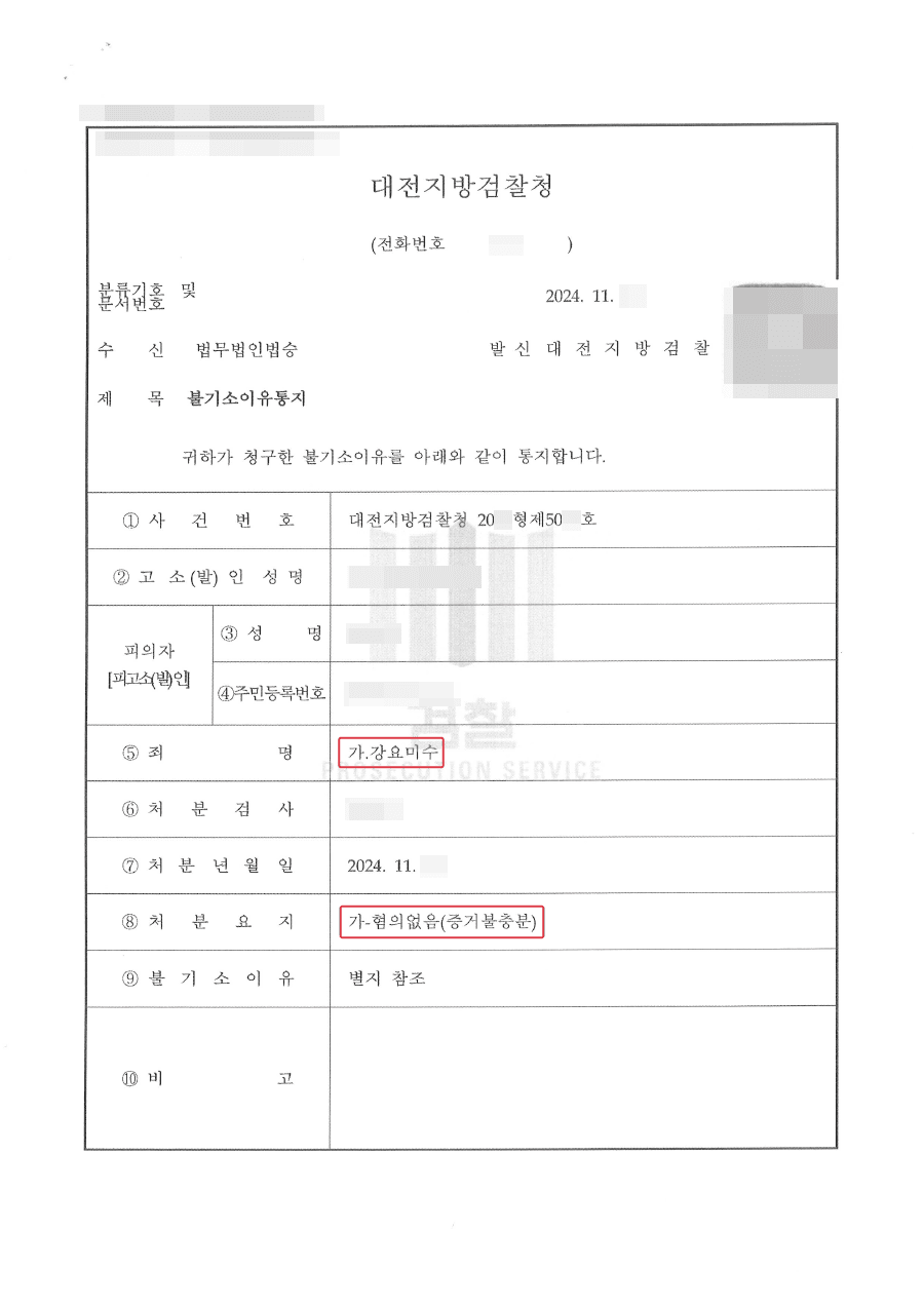 혐의없음(증거불충분)ㅣ공무원 강요죄 혐의 무혐의 처분 받은 사례