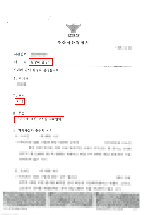 불송치결정ㅣ사업을 위하여 지인에게 돈을 빌렸으나 갚지 못하는 상황이 되어 고소당한 의뢰인