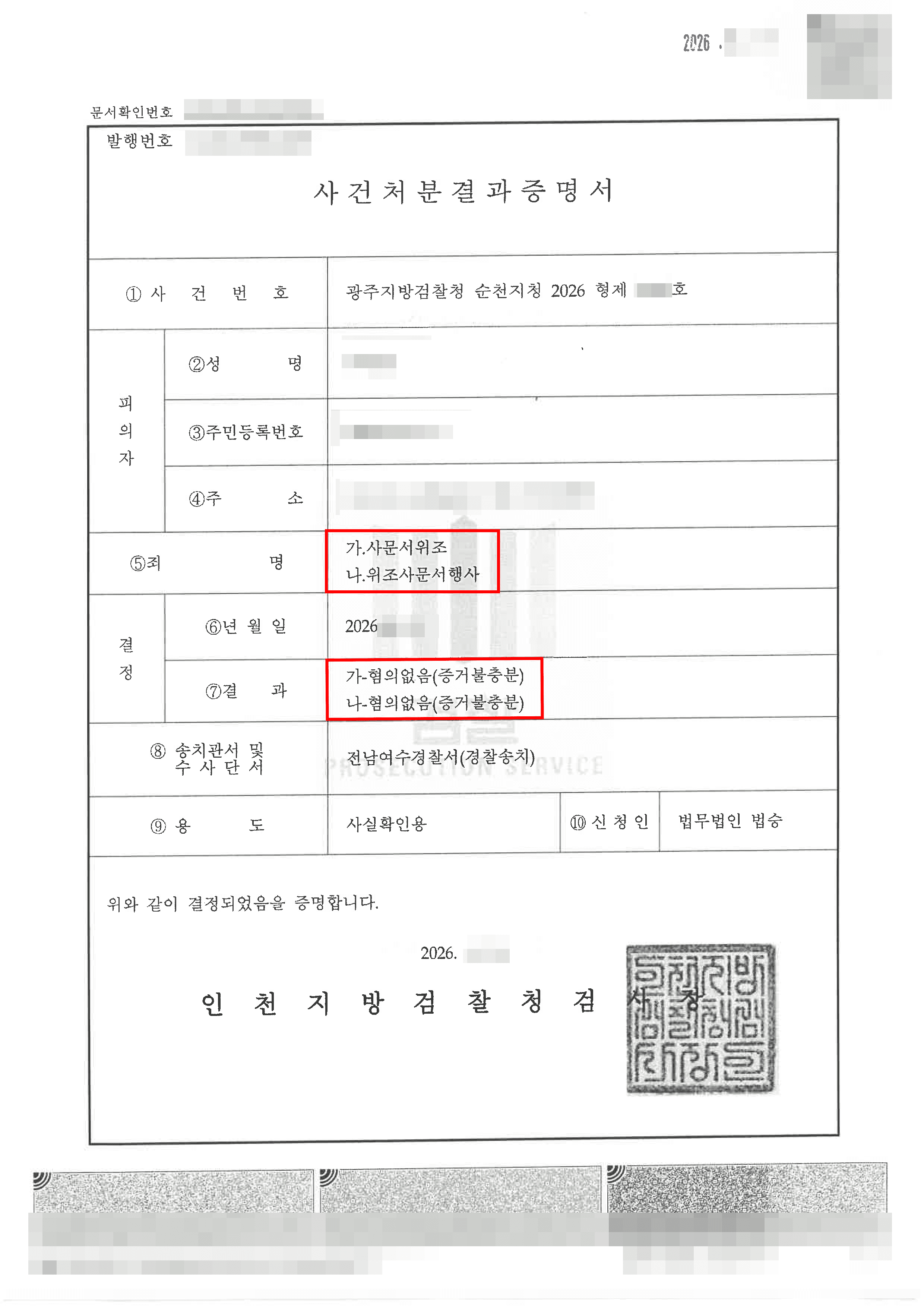 무혐의 | 사망 합의금 위임장 위조 혐의, '포괄적 위임' 관계 입증하여 무혐의 처분