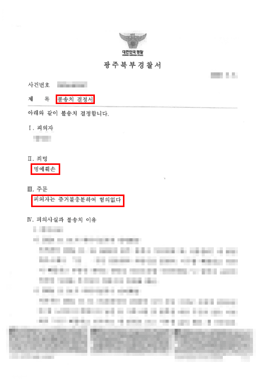 불송치(혐의없음)ㅣ억울하게 직장 내 동료의 허위사실을 퍼뜨려 명예훼손을 했다는 혐의를 받은 의뢰인 불송치 사례