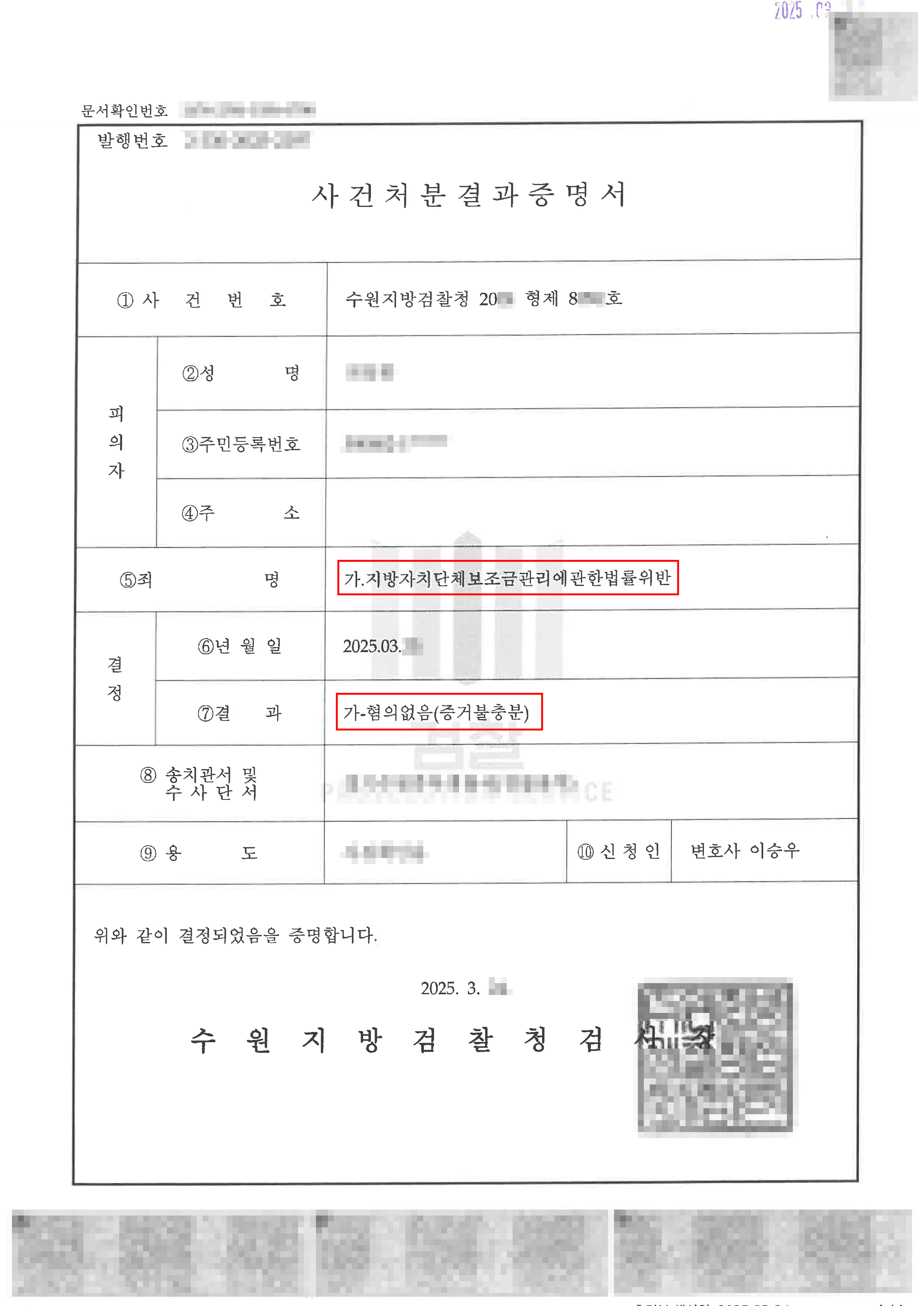 혐의없음 불기소ㅣ지방보조금법 위반 혐의를 받았으나 논의된 대로 배분받고 용도에 맞 게 사용했다는 점을 소명하여 무고함을 인정받은 사례