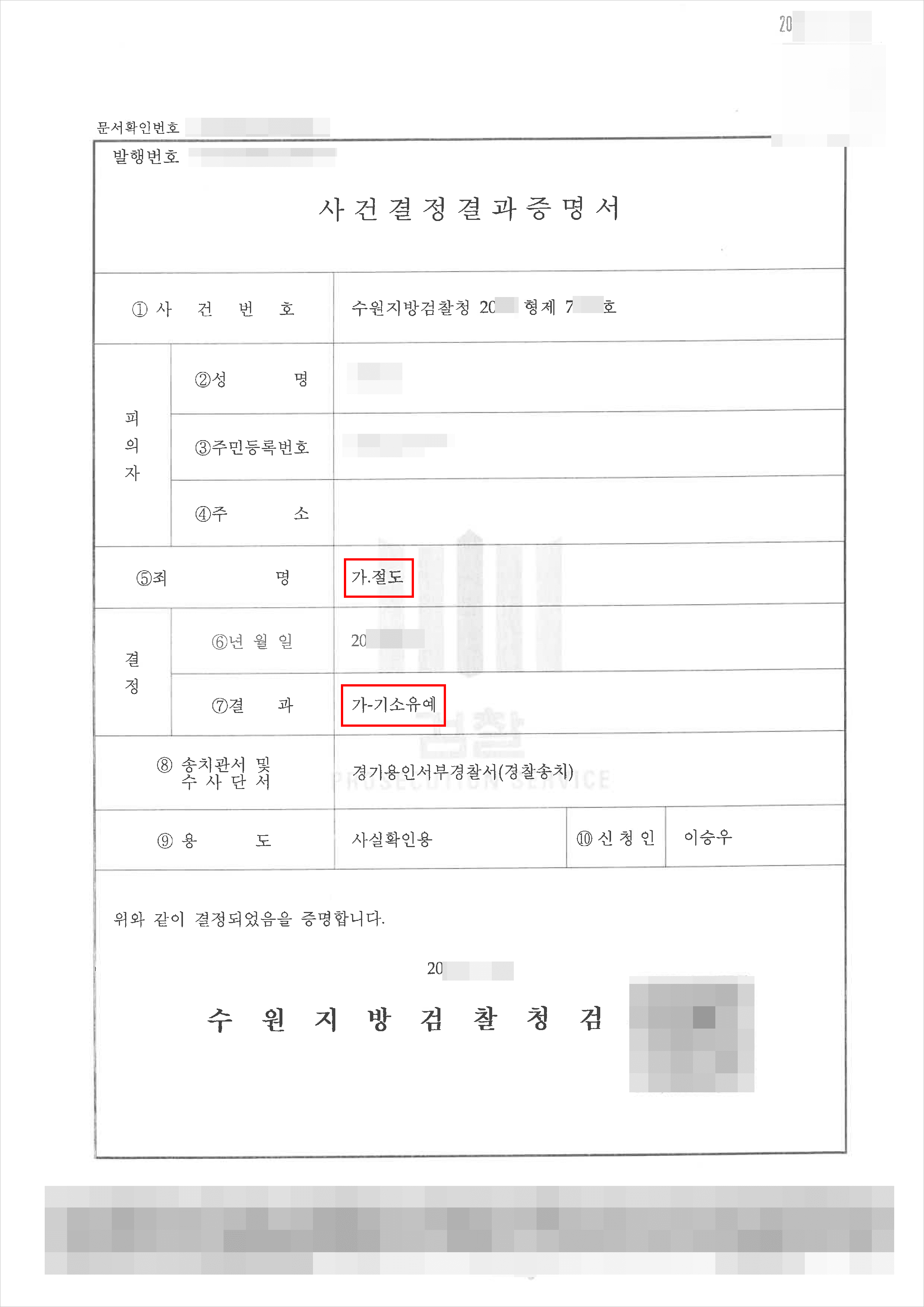 기소유예 | 절도 - 수원지방검찰청 20**형제7***