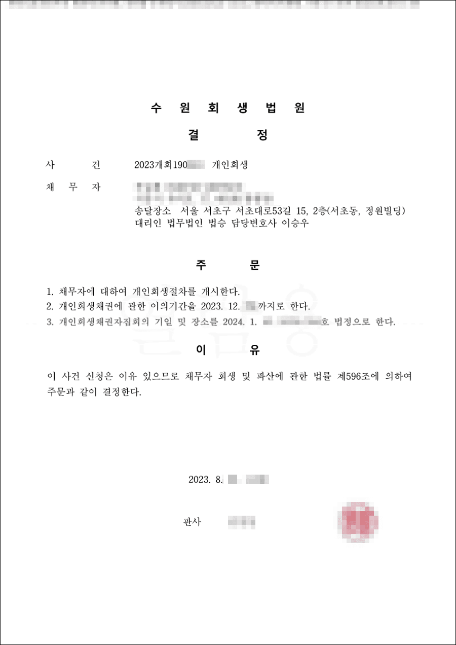 66.9% 탕감 | 개시결정 - 사업실패로 인한 채무