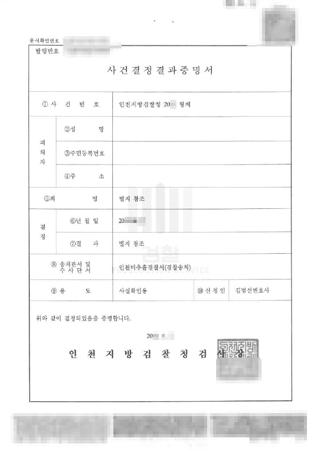 증거불충분(무혐의) | 특정경제범죄가중처벌등에관한법률위반(사기방조) - 인천지방검찰청 20**형제****호