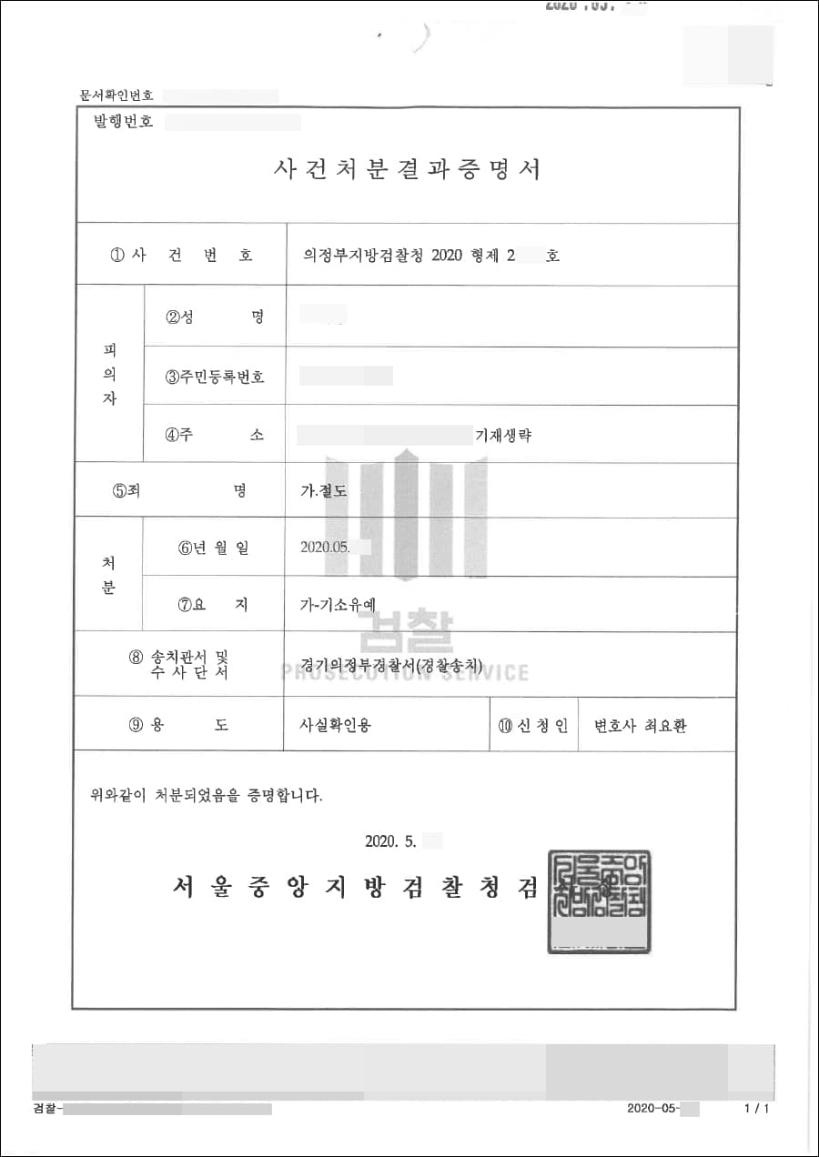 절도 | 기소유예 - 의정부지방검찰청 2020형제23***호