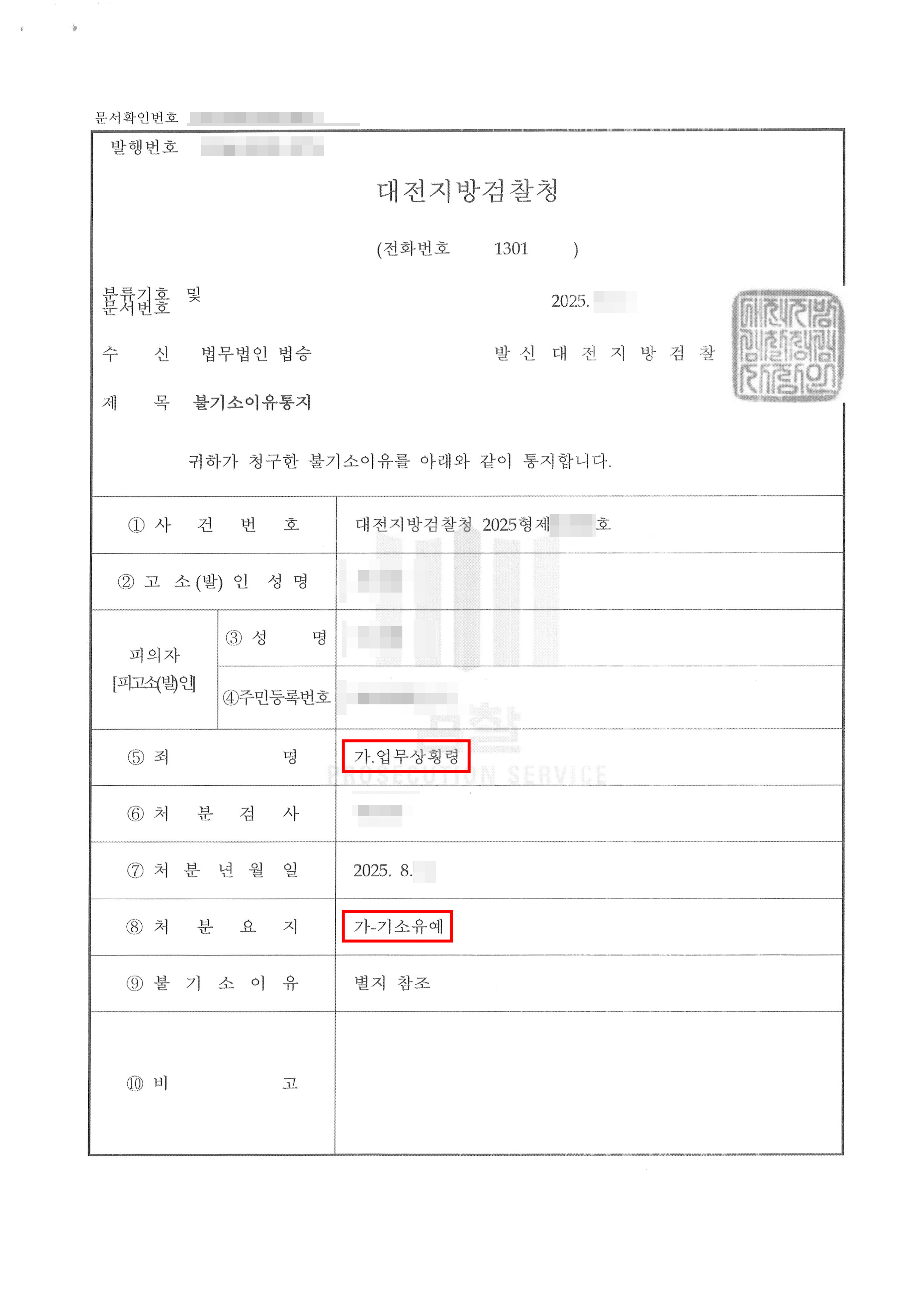기소유예 | 공무원 업무상횡령 기소유예 불기소처분